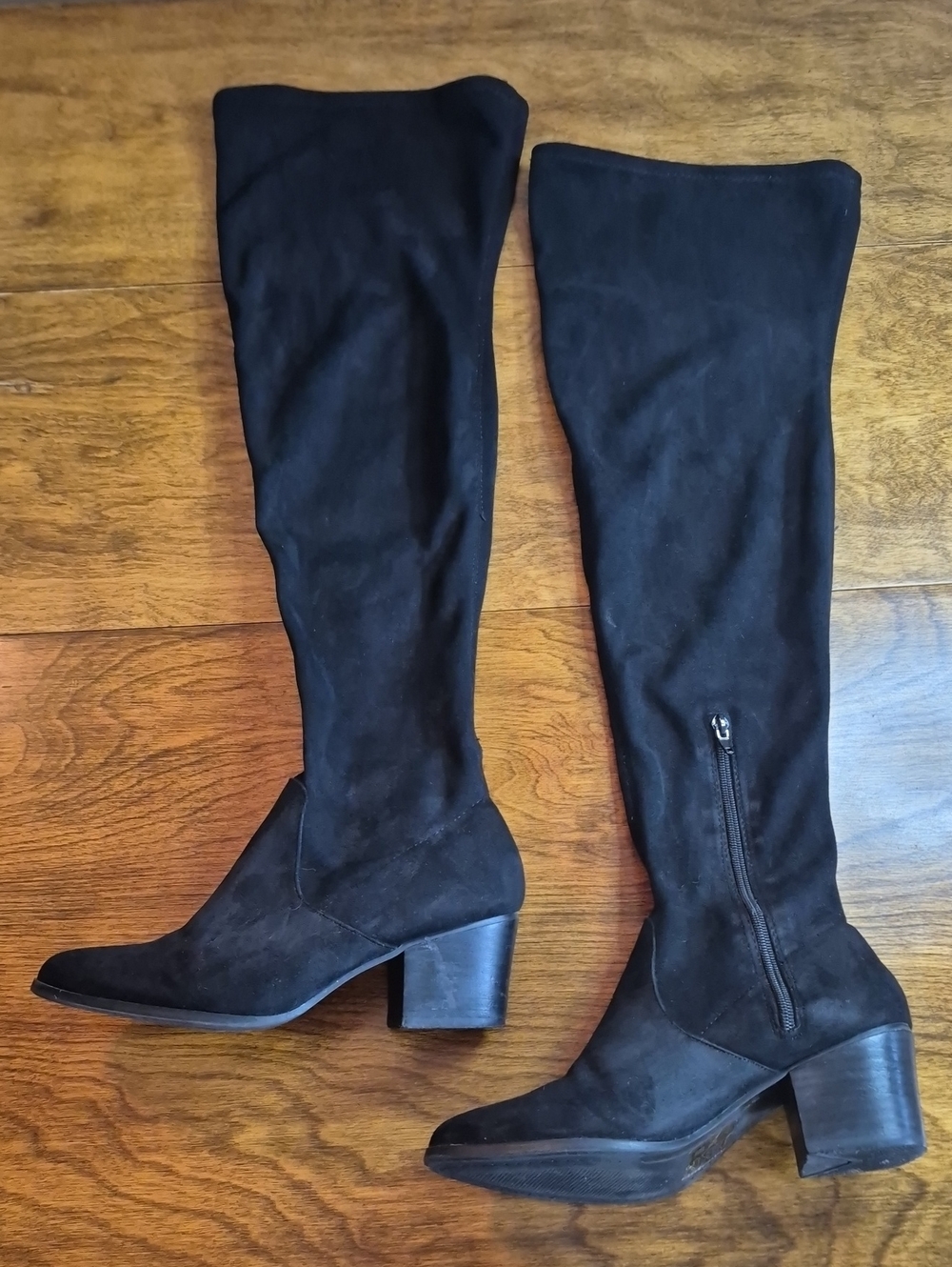 ALDO Women's Black Faux Suede Long Over-the-Knee Boots Block Heel - Picture 2 of 16